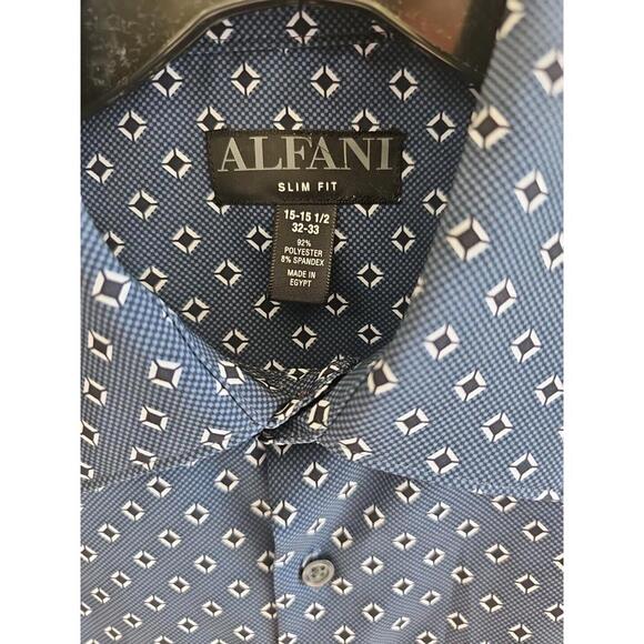 Alfani Shirt Men's Slim Fit Shirt Small 4-Way Navy Blue White - Picture 3 of 5